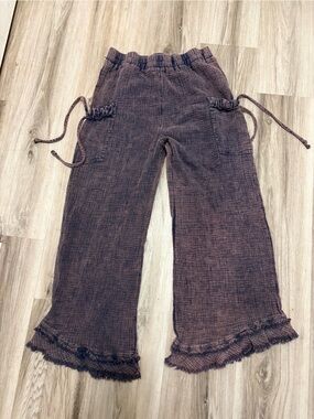 Umgee Wide-Leg Textured Jeans in Deep Brown